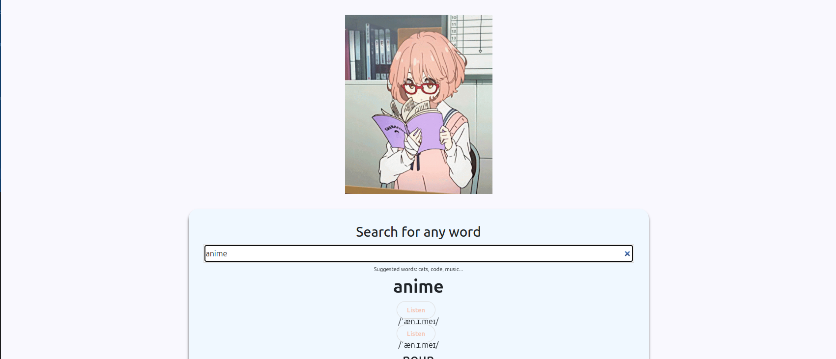 Dictionary project preview